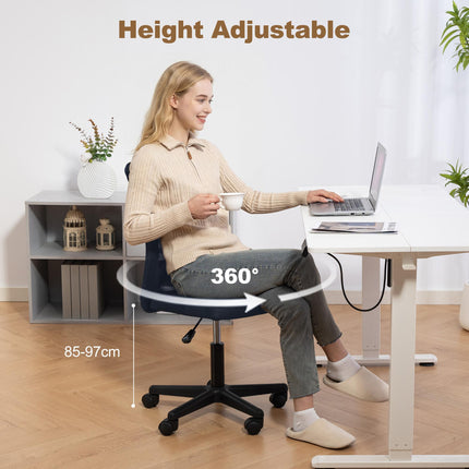 Computer Desk Chair, Mesh Office Chair with Adjustable Height and Swivel Wheels, Armless Study Chair, Dark Grey