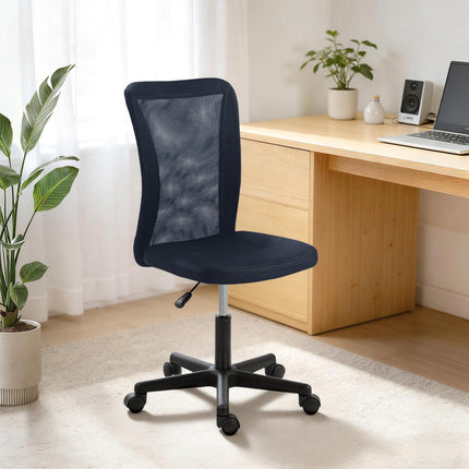 Computer Desk Chair, Mesh Office Chair with Adjustable Height and Swivel Wheels, Armless Study Chair, Dark Grey