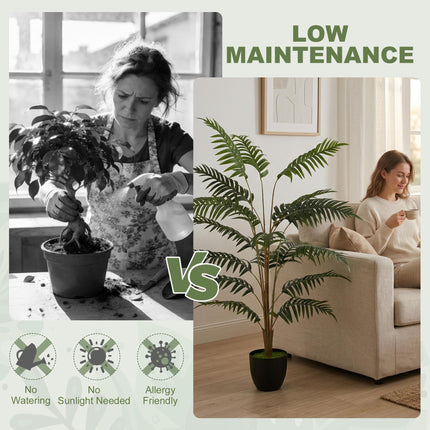 Artificial Fern Topiary Tree, Realistic Artificial Plant in Cement Pot, Fake Plant, 120cm