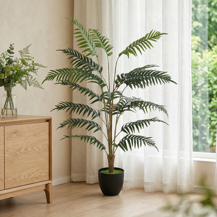 Artificial Fern Topiary Tree, Realistic Artificial Plant in Cement Pot, Fake Plant, 120cm