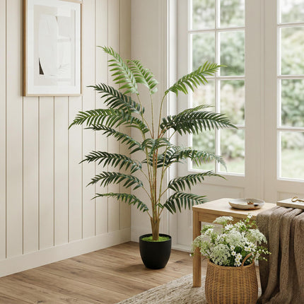 Artificial Fern Topiary Tree, Realistic Artificial Plant in Cement Pot, Fake Plant, 120cm