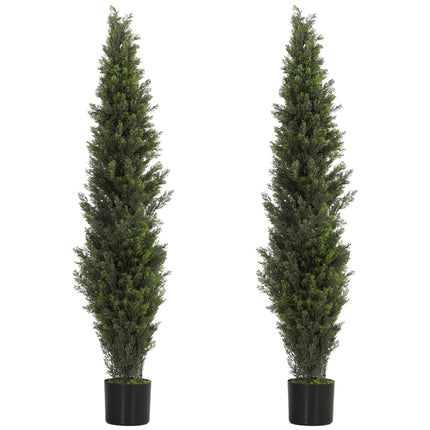 Set of 2 Decorative Artificial Plants Cypress in Weighted Pot, Fake Plant with 2035 Leaves, 150 cm