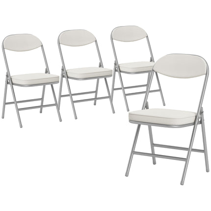 Set of Four Folding Corduroy Seat Chairs, Cream