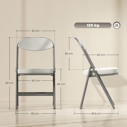 Set of Four Folding Corduroy Seat Chairs, Cream