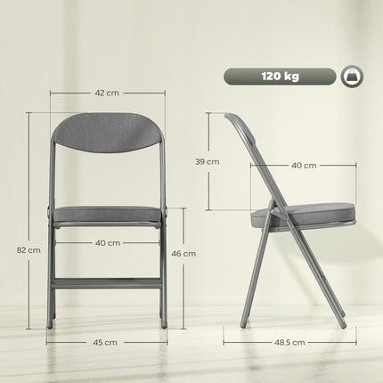 Set of Four Folding Corduroy Seat Chairs - Grey