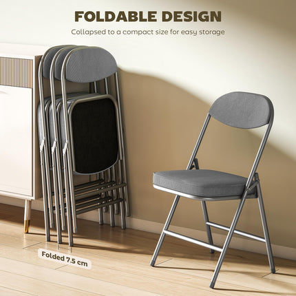 Set of Four Folding Corduroy Seat Chairs - Grey