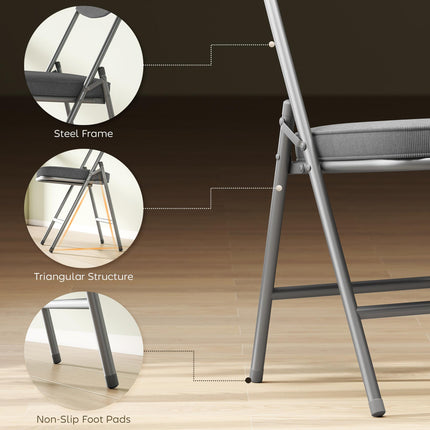 Set of Four Folding Corduroy Seat Chairs - Grey