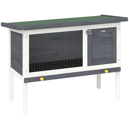 Wooden Rabbit Hutch, Guinea Pig Hutch with Asphalt Roof, Outdoor Elevated Bunny