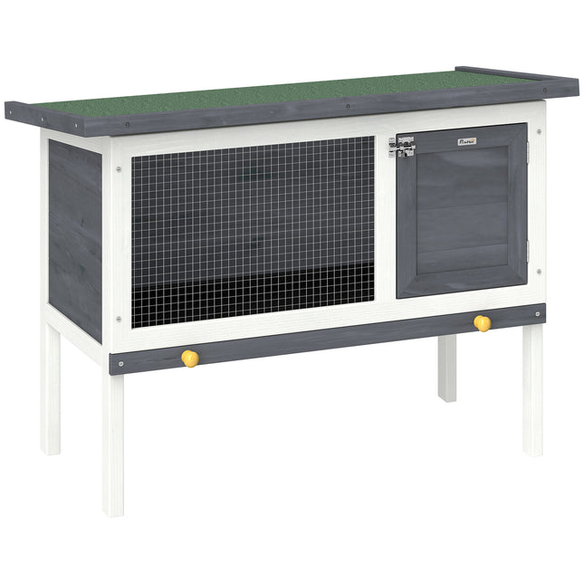 Wooden Rabbit Hutch, Guinea Pig Hutch with Asphalt Roof, Outdoor Elevated Bunny