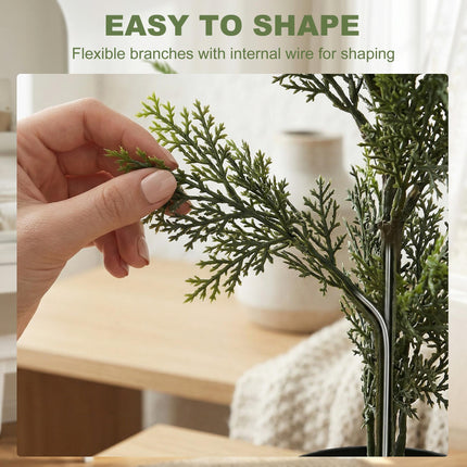 Set of 2 Decorative Artificial Plants Cypress in Weighted Pot, Fake Plant with 1092 Leaves, 120 cm