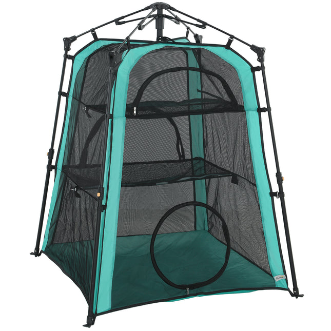 Cat Tent, 3-Tier Portable Pet Tent for Indoor Outdoor, Cat House with Multi-Door, Carry Bag, Breathable Mesh