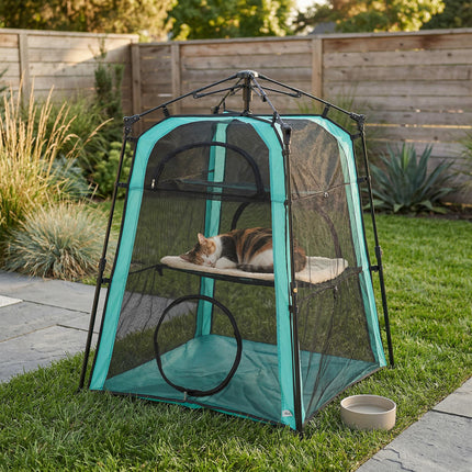 Cat Tent, 3-Tier Portable Pet Tent for Indoor Outdoor, Cat House with Multi-Door, Carry Bag, Breathable Mesh