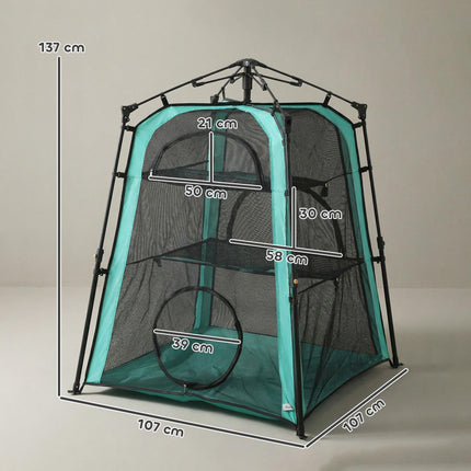 Cat Tent, 3-Tier Portable Pet Tent for Indoor Outdoor, Cat House with Multi-Door, Carry Bag, Breathable Mesh