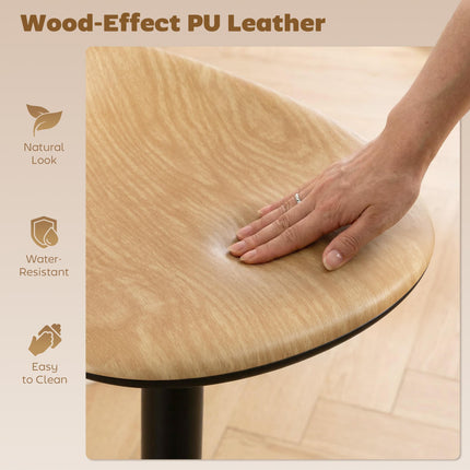 Set of 2 Barstools PU Leather Kitchen Stools with Saddle Seat Height Adjustable Swivel Kitchen Chairs with Footrest Oak