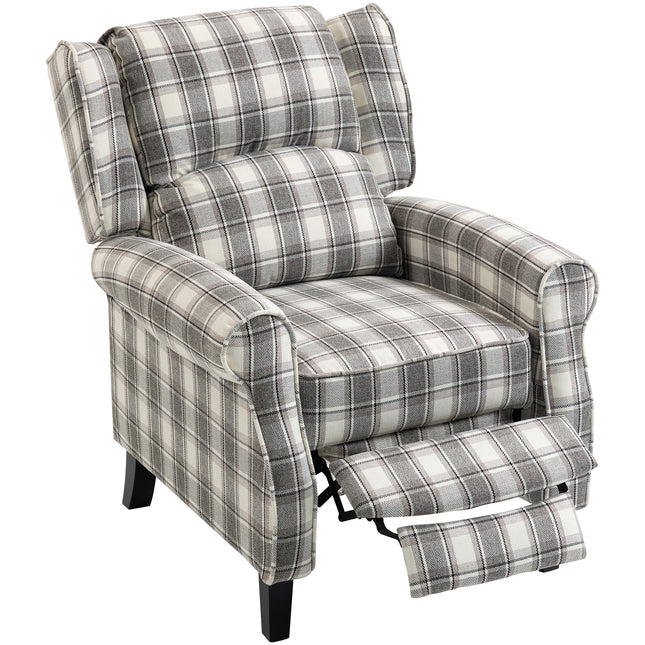 160° Reclining Armchair, with Footrest - Grey and White