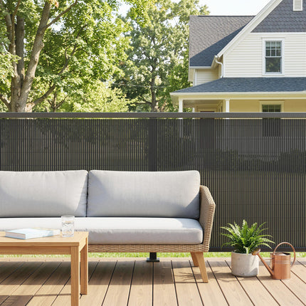 2Pcs Plastic Privacy Screening Fence, 1m x 3 m Waterproof Windbreak Fence, Dark Grey