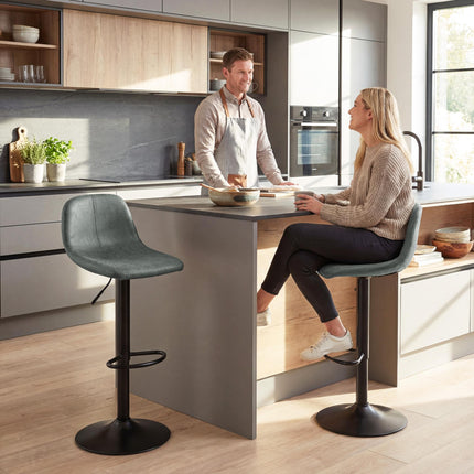 Bar Stools Set of 2, Modern Swivel Barstools with Footrest for Kitchen Island and Dining Room, Green