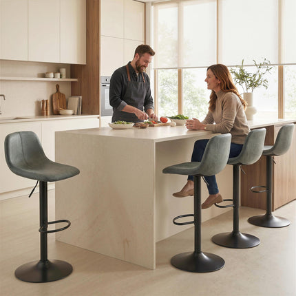 Bar Stools Set of 2, Modern Swivel Barstools with Footrest for Kitchen Island and Dining Room, Green