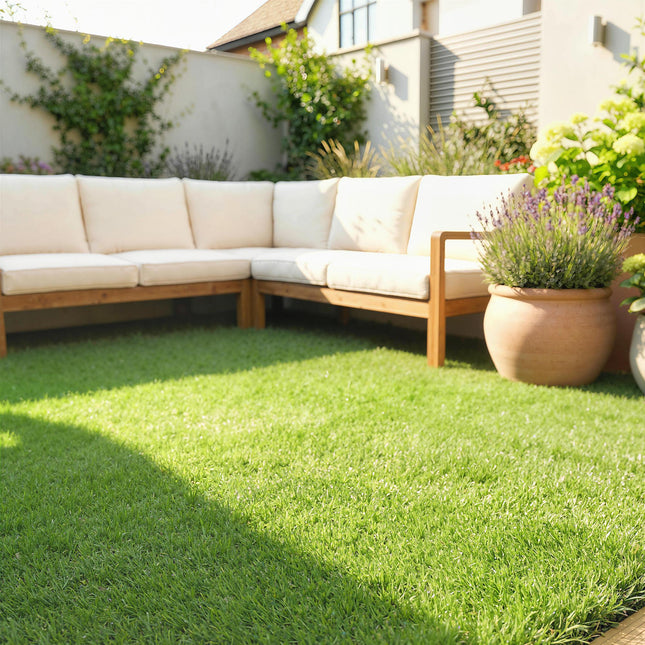 Artificial Grass Turf Low Maintenance Realistic Lawn Pet Turf with Drain Holes for Garden 1m x 4m Green