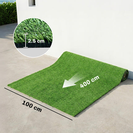Artificial Grass Turf Low Maintenance Realistic Lawn Pet Turf with Drain Holes for Garden 1m x 4m Green