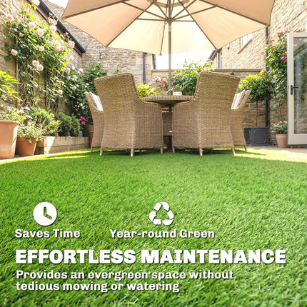 Artificial Grass Turf Low Maintenance Realistic Lawn Pet Turf with Drain Holes for Garden 1m x 4m Green