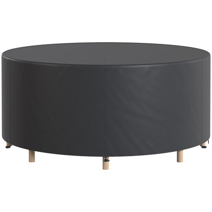 Round Garden Furniture Cover, Waterproof Garden Table Cover, 420D Heavy Duty Oxford for Outdoor, Dia.214 x 70 cm, Black