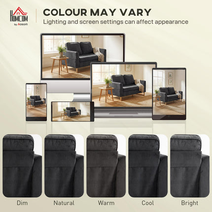 2 Seater Sofa, 140 cm Loveseat Sofa with Spring Cushions, Metal Legs, 2 Pillows, Dark Grey