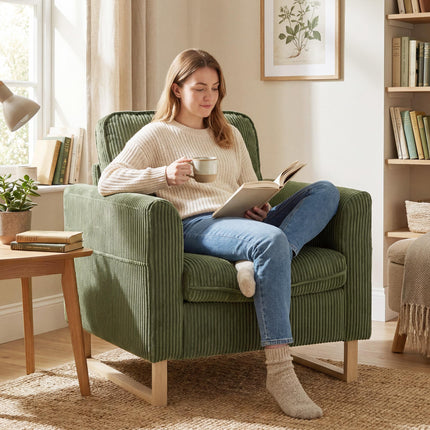 Accent Chair with Spring, Modern Industrial Armchair with Metal Legs for Livingr