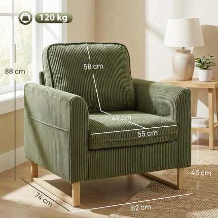 Accent Chair with Spring, Modern Industrial Armchair with Metal Legs for Livingr