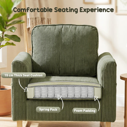 Accent Chair with Spring, Modern Industrial Armchair with Metal Legs for Livingr