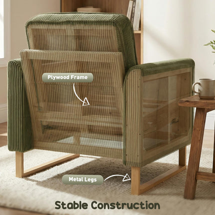 Accent Chair with Spring, Modern Industrial Armchair with Metal Legs for Livingr