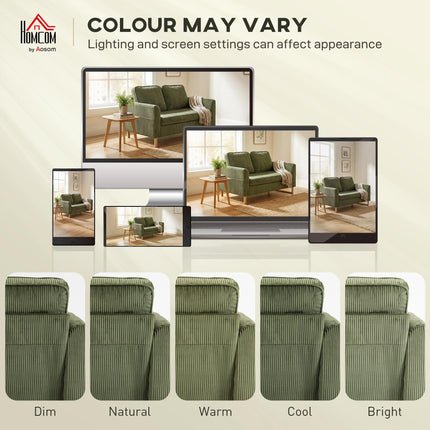 2 Seater Sofa, 140 cm Loveseat Sofa with Spring Cushions, Metal Legs, 2 Pillows, Dark Green