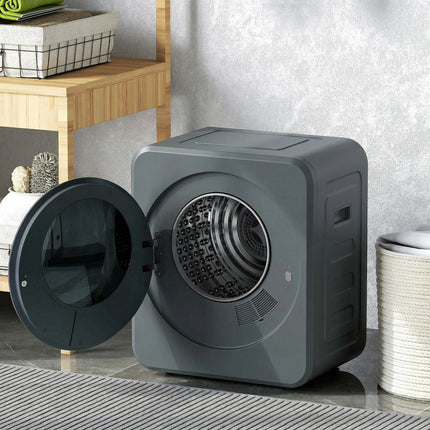 Vented Tumble Dryer, 4kg Front Tumble Dryer with Stainless Steel Tub, 800W Compact Freestanding Grey