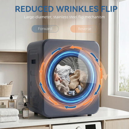 Vented Tumble Dryer, 4kg Front Tumble Dryer with Stainless Steel Tub, 800W Compact Freestanding Grey