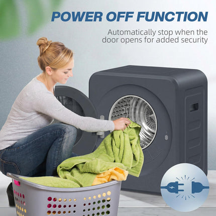 Vented Tumble Dryer, 4kg Front Tumble Dryer with Stainless Steel Tub, 800W Compact Freestanding Grey