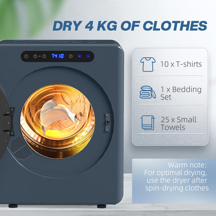 5kg Compact 40-60℃ Tumble Dryer Blue