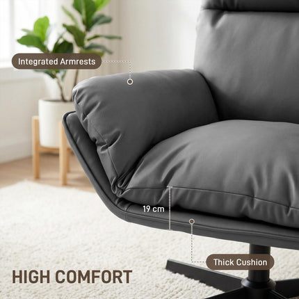 Accent Chair with 360 Swivel Armchair for Living Room with Padded Cushion Dark Grey