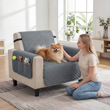 Waterproof Sofa Cover, Soft Couch Cover for Dogs Cats Pets, Non Slip Sofa Slipcoevr with Elastic Straps