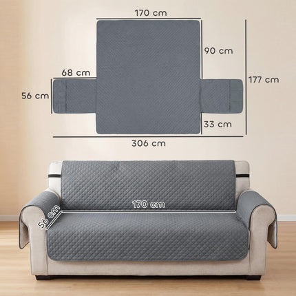 Waterproof Sofa Cover 3 Seater, Soft Couch Cover for Dogs Cats Pets, Non Slip Sofa Slipcoevr with Elastic Straps