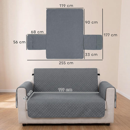 Waterproof Sofa Cover 2 Seater, Soft Couch Cover for Dogs Cats Pets, Non Slip Sofa Slipcoevr with Elastic Straps