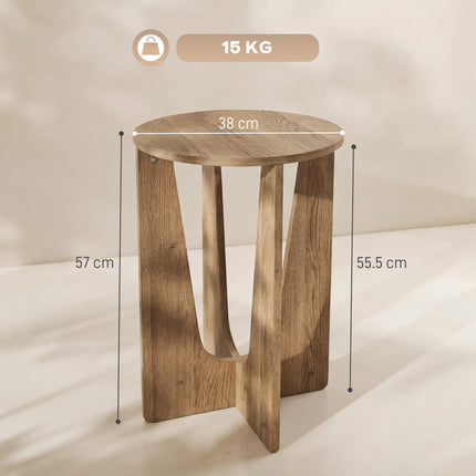 End Table Compact Round Side Table with Curved Legs in Coffee Wood Effect