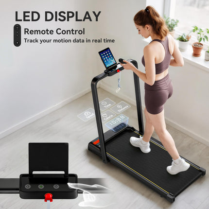 Folding Treadmill Walking Pad, 2HP Portable Under Desk Treadmill with Handle, Running Jogging Walking Machine