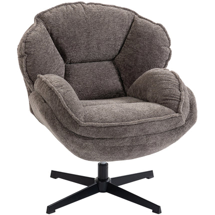 Modern Wingback Accent Chair, Velvet Armchair with Four-Star Base, S-Springs, Swivel, Grey
