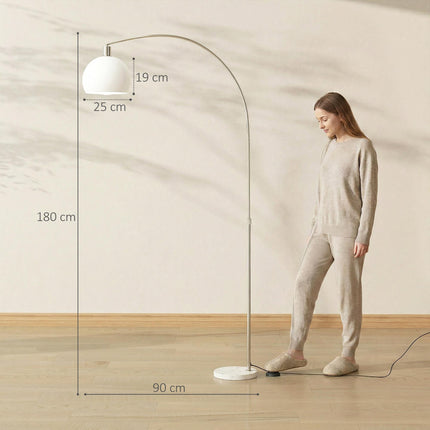 Floor Lamp for Living Room, Modern Standing Lamp with Shade & Foot Switch for Bedroom, Office, White