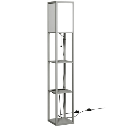 Floor Lamp with Shelves, 3 Layer Column Modern Standing Lamp for Living Room, Bedroom, Office, Grey