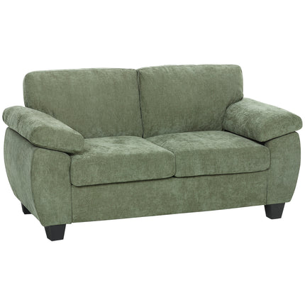 2 Seater Sofa, 156cm Chenille Loveseat Sofa, Dark Green