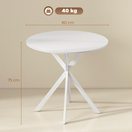 80cm Industrial Round Dining Table - White