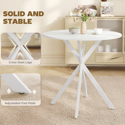 80cm Industrial Round Dining Table - White