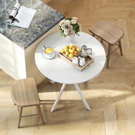 80cm Industrial Round Dining Table - White