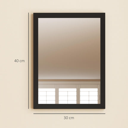 Wall Bathroom Mirror, 30 x 40 cm Wall-Mounted Mirror for Living Room, Bedroom, Hallway, Set of 2, Black